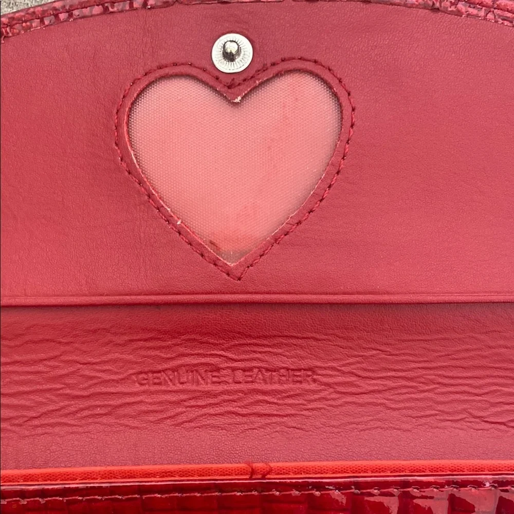Elegant Red Crocodile Wallet with Silver Clasp